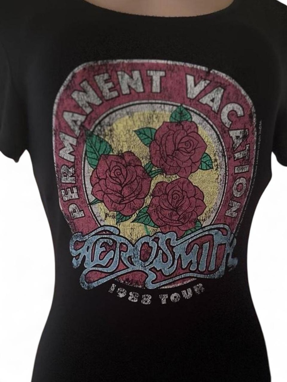Aerosmith“permanent vacation” Tour Black Tee Bodysuit